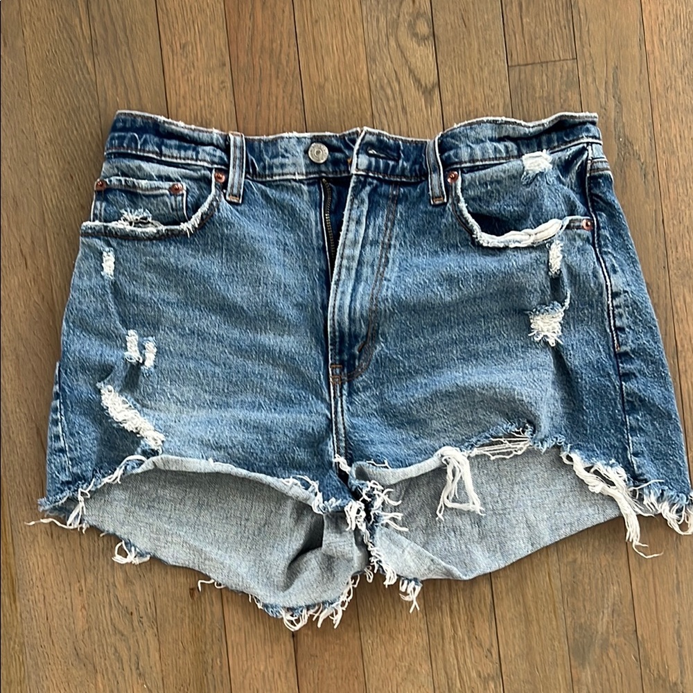 Abercrombie & Fitch Blue Distressed Jean Shorts